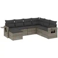 Syfax Salon de jardin avec coussins 7 pcs gris résine tressée