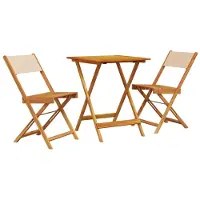 vidaXL Ensemble Bistro 3 pièces Beige Tissu et bois massif