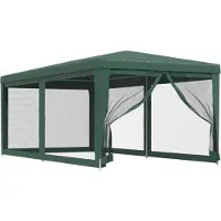 Syfax Tente de fête avec 4 parois latérales en maille Vert 3x6 m PEHD