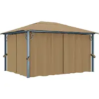 vidaXL Pavillon durable avec rideau 400x300 cm Taupe Aluminium - Pavillons & Tentes de réception Octo4603053 2parcel