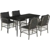 vidaXL Ensemble de jardin 5 pièces avec coussins Gris Poly rotin