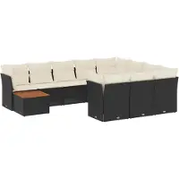 vidaXL Ensemble de salon de jardin 11 pièces avec coussins noir poly rotin