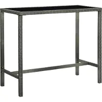Syfax Table bar de jardin Gris 130x60x110 cm Résine tressée et verre