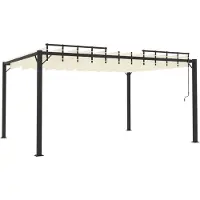 Syfax Tonnelle avec toit à persienne 3x4 m Crème Tissu et aluminium