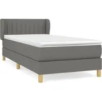 Syfax Sommier à lattes de lit avec matelas Gris foncé 90x200 cm Tissu