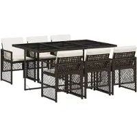 vidaXL Ensemble de jardin 7 pièces avec coussins Marron Poly rotin