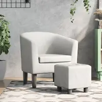 Prolenta Maison Exclusive - Fauteuil club avec repose-pieds, en similicuir blanc