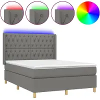 Syfax Sommier à lattes de lit matelas LED Gris foncé 140x190 cm Tissu
