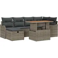 Syfax Ensemble de canapé de jardin 7 pcs Gris polyrotin