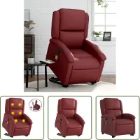 The Living Store Fauteuil de massage avec releveur Vin rouge Similicuir