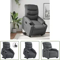 The Living Store Fauteuil relax avec releveur Gris Similicuir