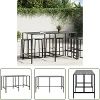 The Living Store Table de bar noir 200x100x110 cm Acier revêtu par poudre