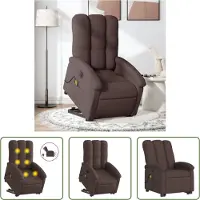 The Living Store Fauteuil de massage électrique avec releveur Tissu marron foncé