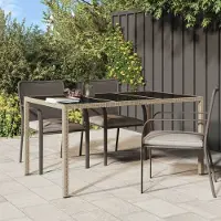 Prolenta Maison Exclusive - Table de jardin 150 x 90 x 75 cm, verre trempé, rotin synthétique beige