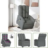 The Living Store Fauteuil de massage avec releveur Gris foncé Tissu
