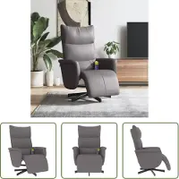 The Living Store Fauteuil de massage avec repose-pieds Gris Similicuir