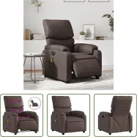 The Living Store Fauteuil de Massage Électrique Marron Similicuir