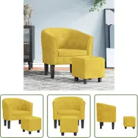The Living Store Fauteuil club avec repose-pieds Jaune velours