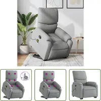 The Living Store Fauteuil de massage avec releveur Gris clair Tissu