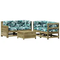 Syfax Salon de jardin 5 pcs avec coussins bois de pin imprégné