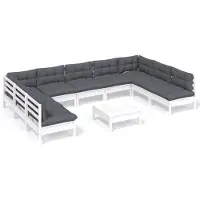 Syfax Salon de jardin 10 pcs avec coussins blanc bois de pin massif