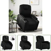 The Living Store Fauteuil relax avec releveur Noir Similicuir