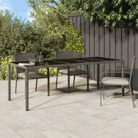 Prolenta Maison Exclusive - Table de jardin grise 250 x 100 x 75 cm, verre trempé et rotin synthétique