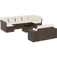 Syfax Salon de jardin 10 pcs avec coussins marron résine tressée