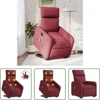 The Living Store Fauteuil de massage avec releveur vin rouge Tissu