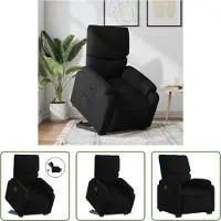 The Living Store Fauteuil relax releveur électrique noir tissu