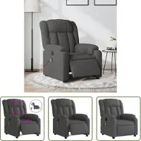 The Living Store Fauteuil de massage électrique Tissu gris foncé