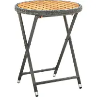 Syfax Table à thé Gris 60 cm Résine tressée et bois d'acacia solide