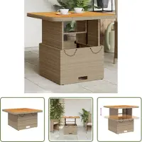 The Living Store Table de jardin Beige 80x80x71 cm Poly rotin et bois d'acacia