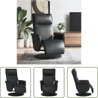 The Living Store Fauteuil de massage avec repose-pieds Noir Similicuir