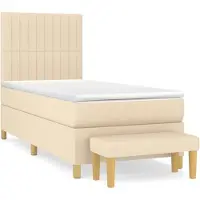 Syfax Sommier à lattes de lit avec matelas Crème 80x200 cm Tissu
