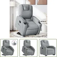 The Living Store Fauteuil relax avec releveur Gris clair Tissu