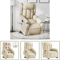 The Living Store Fauteuil de massage avec releveur Crème Tissu