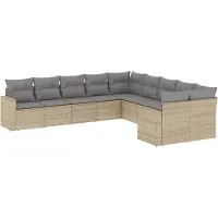 Syfax Salon de jardin avec coussins 10 pcs beige résine tressée