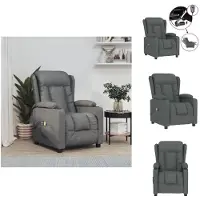 vidaXL Fauteuil de massage électrique gris foncé Tissu - Fauteuil de massage