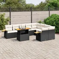 Prolenta Maison Exclusive - Salon de jardin 10 pcs avec coussins noir résine tressée