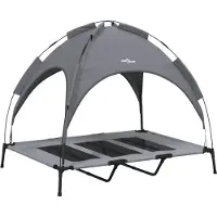 Syfax Lit pour chien avec auvent anthracite tissu Oxford et acier