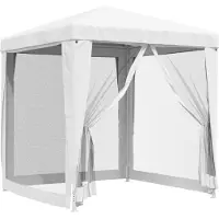 Syfax Tente de réception avec 4 parois latérales en maille 2x2m Blanc