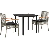 vidaXL Ensemble de jardin 3 pièces avec coussins Gris Poly rotin
