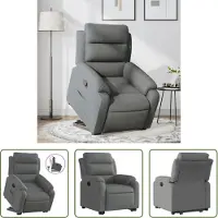 The Living Store Fauteuil relax avec releveur Gris foncé Tissu