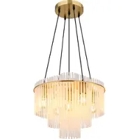 Globo Lampe pendante Ø 50cm Gorley Or avec des bâtons en verre blanc