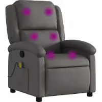 Syfax Fauteuil de massage inclinable gris cuir véritable
