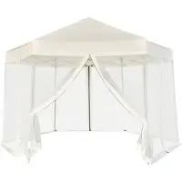 Syfax Chapiteau hexagonal et 6 parois latérales 3,6x3,1 m Blanc crème