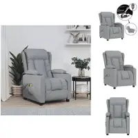 vidaXL Fauteuil de massage électrique Gris clair Tissu - Fauteuil de massage