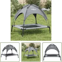 The Living Store Lit pour chien avec toit Anthracite Tissu Oxford et acier