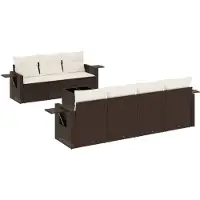 Syfax Salon de jardin 8 pcs avec coussins marron résine tressée